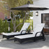 3 Piece Wicker Lounge Chair Set Outdoor Loungers With Armrests Cushion Headrest Side Table Wheel Black